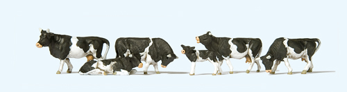 Preiser 10145 x 6 Cows with Black Markings