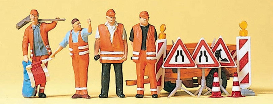 Preiser 10347 Roadworkers and Accessories