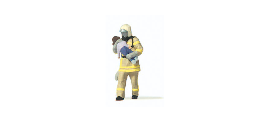 Preiser 28252 Fireman saving Child