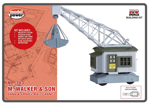 Model Power Sand & Gravel Rail Crane Building Kit 303