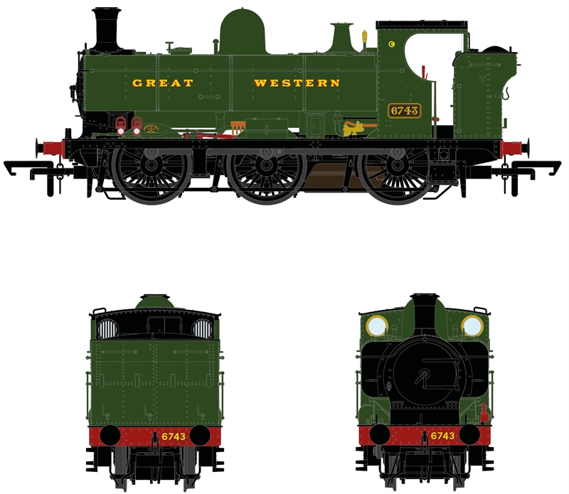 Accurascale ACC2882-DCC Class 57xx Pannier 0-6-0PT 6743 in GWR Green with Great Western Lettering DCC Sound