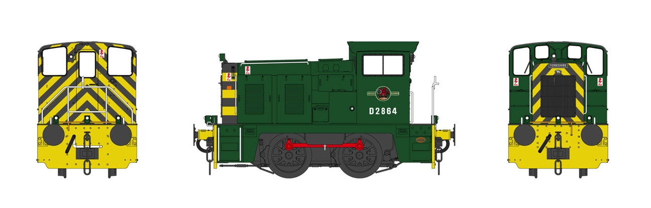 Heljan 2841 Class 02 0-4-0DH D2864 BR Green w/Yellow Bufferbeam