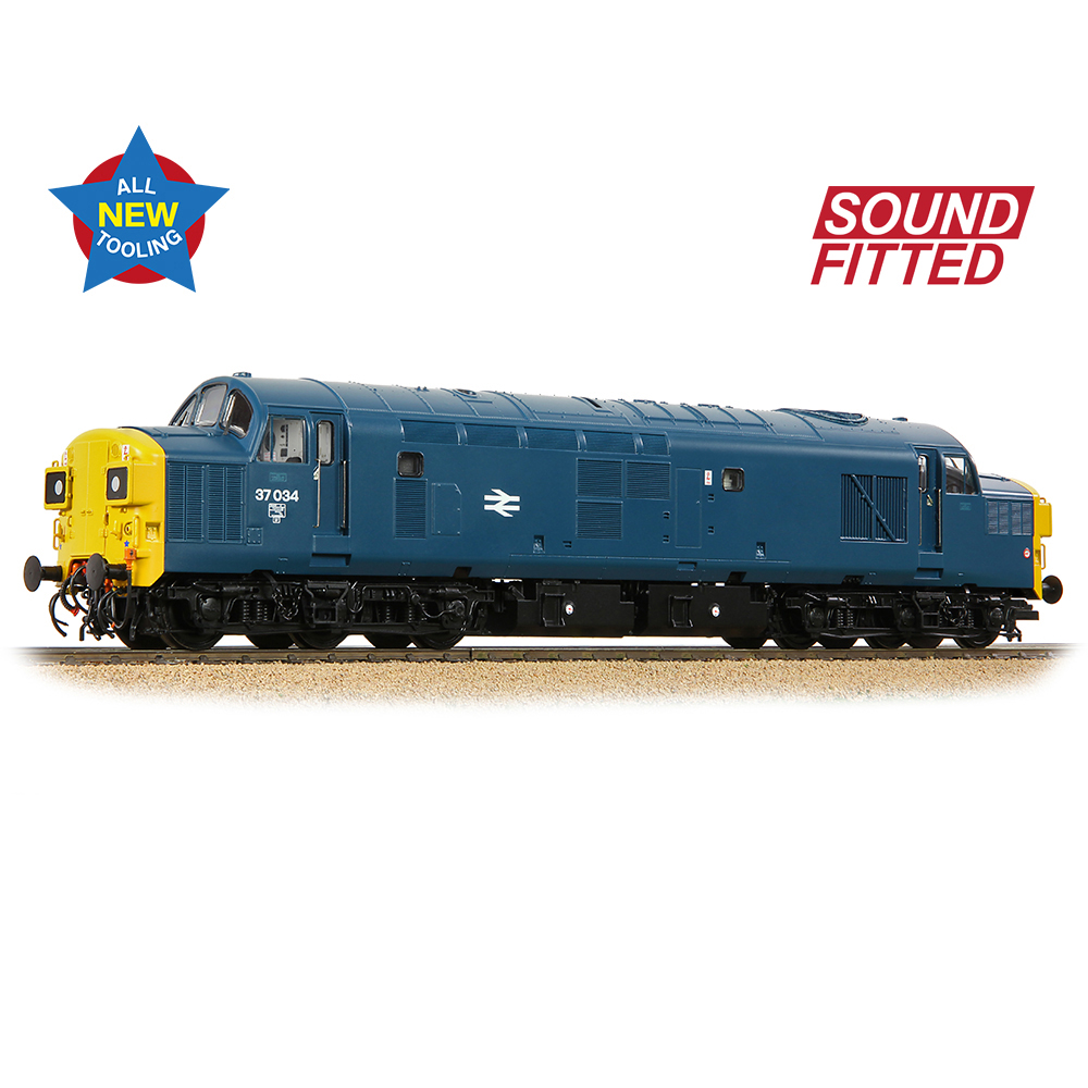 Bachmann 35-301SF Class 37/0 37034 BR Blue Split Headcode DCC Sound Fitted