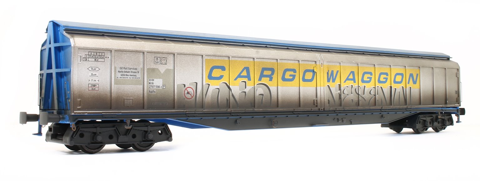 Heljan 5029 Cargowaggon IWB Bogie Van Silver/Blue Weathered
