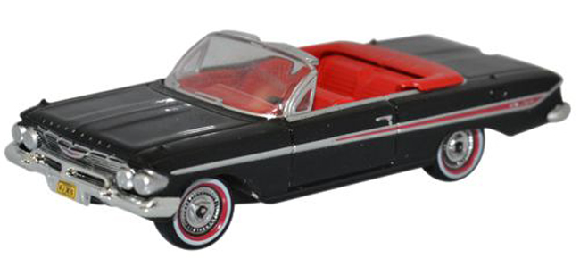 Oxford Diecast Chevrolet Impala 1961 Tuxedo Black/Red 87CI61001