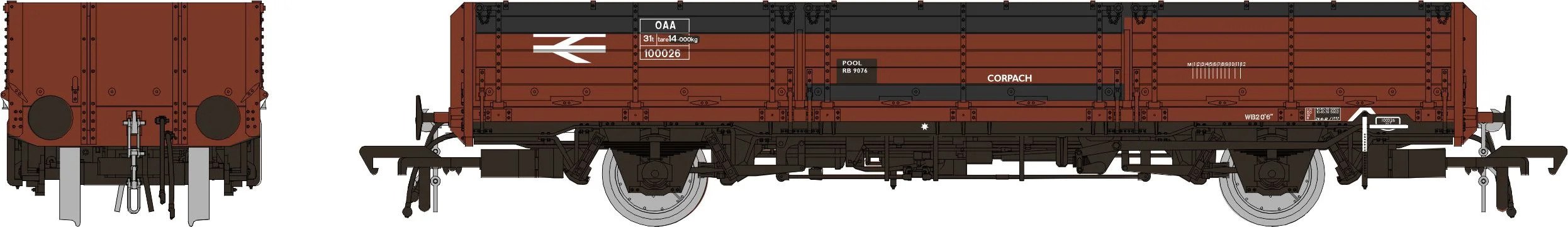 Rapido Trains 915007 OAA No. 100026, BR bauxite, Corpach pool, patched finish