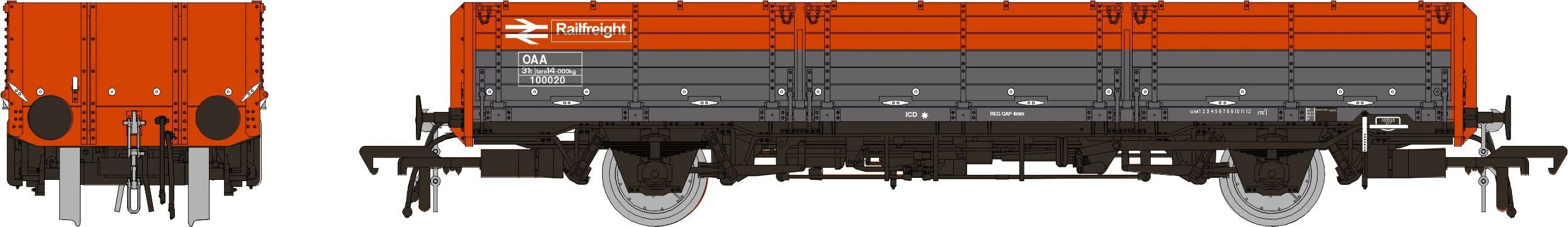 Rapido Trains 915009 OAA No. 100020, Railfreight red/grey