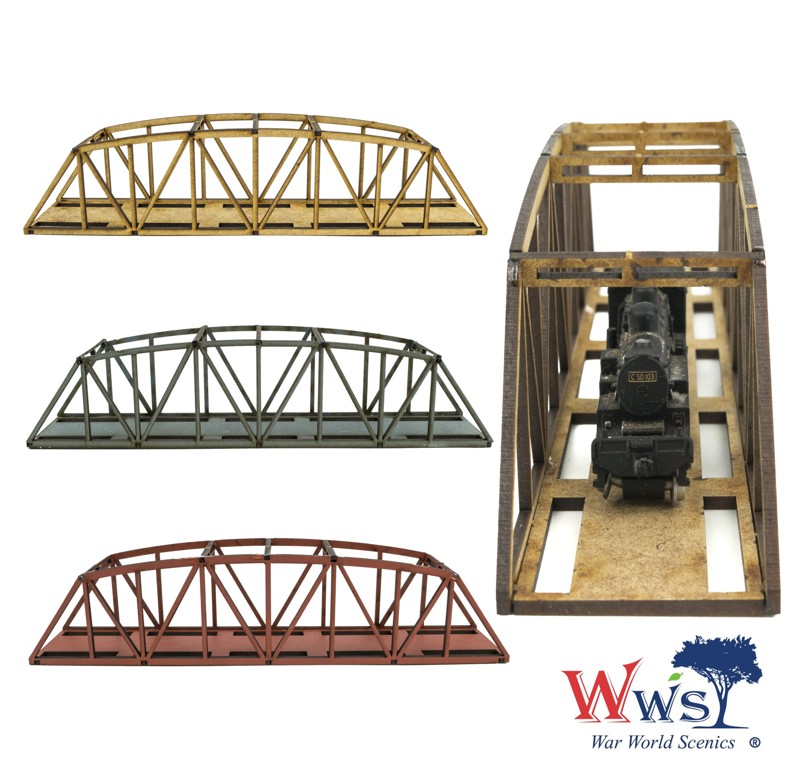 WW Scenics Single Track Camelback Girder Red Bridge S003